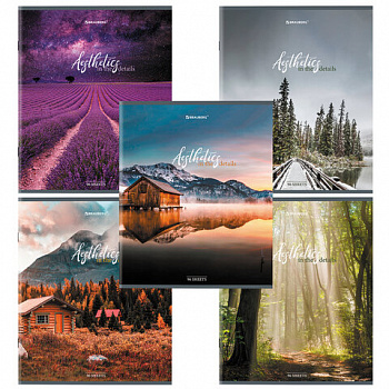 Тетрадь А5, 96 л., BRAUBERG, скоба, клетка, глянцевая ламинация, "Nature"