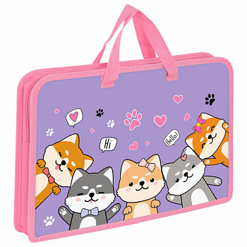 Папка на молнии с ручками ЮНЛАНДИЯ А4, 1 отделение, пластик, ширина 45 мм, "Best fellows"