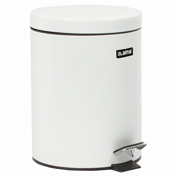 Ведро мусорное с педалью 5 литров "Classic", БЕЛОЕ ГЛЯНЦЕВОЕ, металлическое, со съемным внутренним ведром, LAIMA