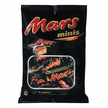 Батончики шоколадные мини MARS "Minis" с нугой и карамелью в молочном шоколаде, 182 г