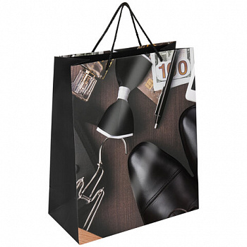 Пакет подарочный (1 штука) 26x13x32 см, ЗОЛОТАЯ СКАЗКА "Businessman", выборочный лак