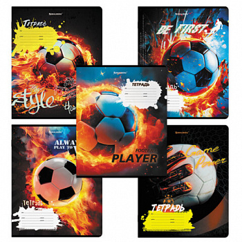 Тетрадь 12 л. BRAUBERG косая линия, обложка картон, ФУТБОЛ