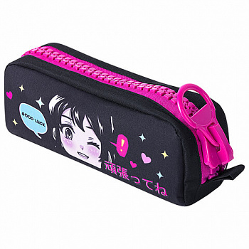 Пенал BRAUBERG с объемной "тракторной" молнией, 1 отделение, ткань, 22х8х6,5 см, "Anime girl"