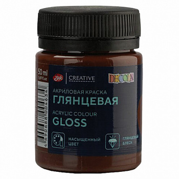 Краска акриловая глянцевая "Декола", банка 50 мл, коричневая, Невская Палитра