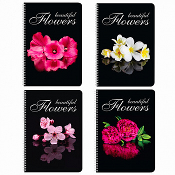 Тетрадь А4, 96 л., BRAUBERG, гребень, клетка, обложка картон, КРАСИВЫЕ ЦВЕТЫ