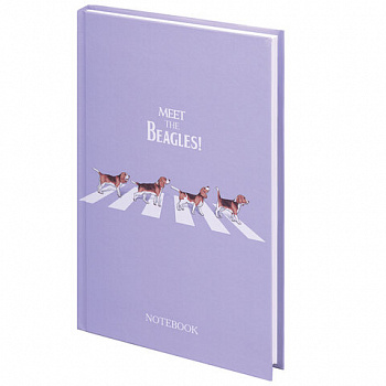 Блокнот А5 134х206 мм, 80 л., твердый, клетка, выборочный лак, STAFF, "Beagles"