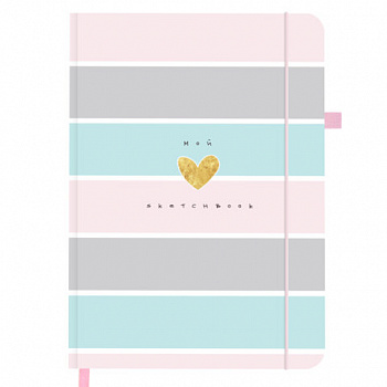 Скетчбук, слоновая кость 140 г/м2, 130х210 мм, 80 л., софт-тач, резинка, BRAUBERG ART CLASSIC, "Polo style"