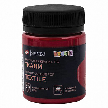 Краска по ткани акриловая "Декола", банка 50 мл, карминовая, Невская Палитра