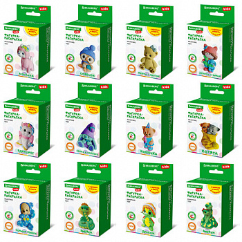 ФИГУРКА ИЗ ГИПСА с красками и кистью для росписи, ассорти, BRAUBERG KIDS