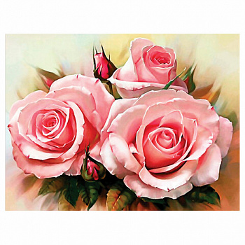 Картина стразами (алмазная мозаика) 30х40 см, ОСТРОВ СОКРОВИЩ "Нежность роз", без подрамника