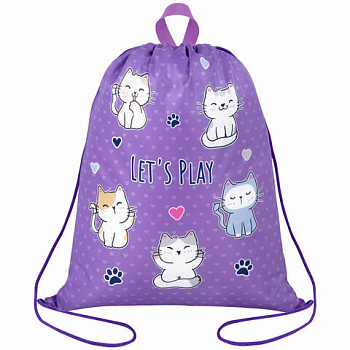 Мешок для обуви BRAUBERG KIDS, с петлей, 42х34 см, "Playing kittens"