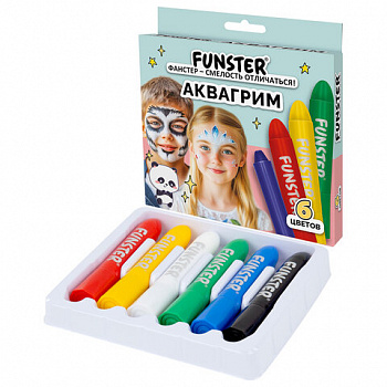 Аквагрим для лица и тела, 6 ярких цветов, FUNSTER (ФАНСТЕР), легко смываются