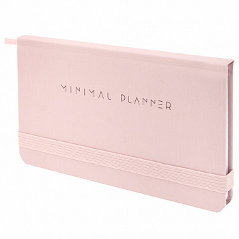 Еженедельник недатированный с резинкой 171х93 мм, BRAUBERG, твердый, 64 л., "Minimal", розовый