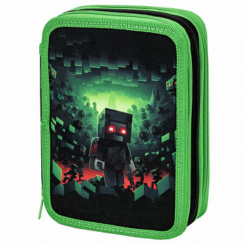 Пенал BRAUBERG, 3 отделения, полиэстер, 21х14 см, "Night warrior"