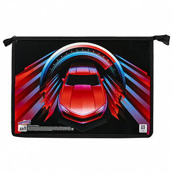 Папка для тетрадей ЮНЛАНДИЯ А4, 1 отделение, картон/пластик, конгрев, на молнии, "High speed"