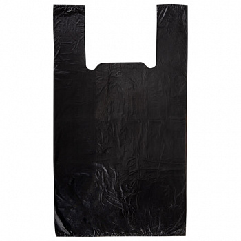 Пакет "майка" КОМПЛЕКТ 100 штук, 28+15х55, ПНД черный, 15 мкм, LAIMA