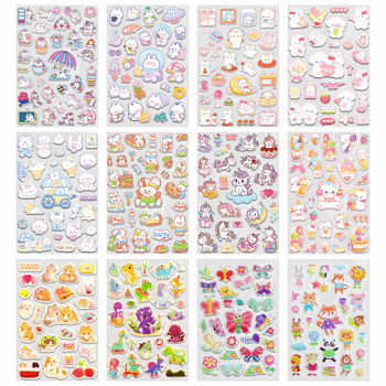 Наклейки объемные "Яркий микс", 19х13,5 см, ассорти 12 видов, FUNSTER (ФАНСТЕР)