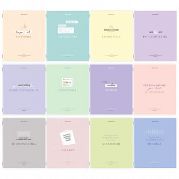Тетради предметные, КОМПЛЕКТ 12 ПРЕДМЕТОВ, 48 л., обложка картон, BRAUBERG "CREATIVE"