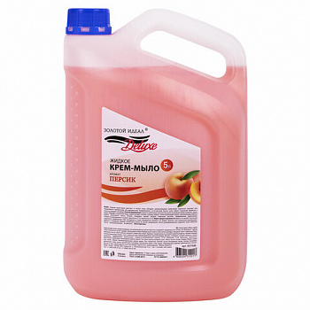 Мыло-крем жидкое DELUXE, 5 л, ЗОЛОТОЙ ИДЕАЛ "Персик", перламутровое