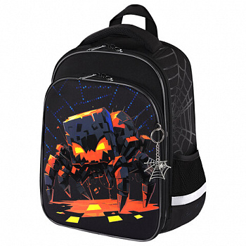 Ранец BRAUBERG QUADRO, 3 отделения, с брелком, Fire spider, 37х28х18 см