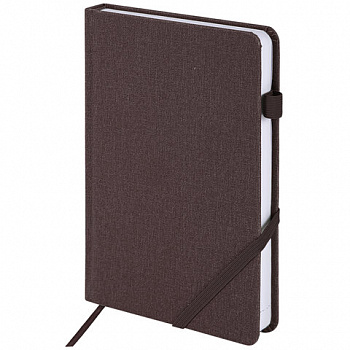 Ежедневник недатированный А5 138x213 мм BRAUBERG "Finest" под кожу, резинка, 136 л., коричневый
