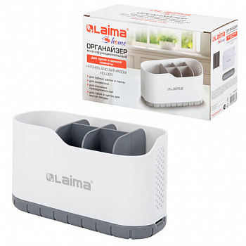 Стакан-органайзер для зубных щеток и пасты, БЕЛЫЙ, 9х19х12 см, LAIMA HOME