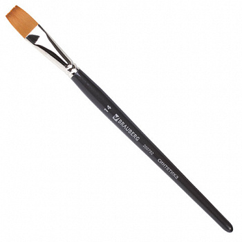 Кисть художественная профессиональная BRAUBERG ART CLASSIC, синтетика мягкая под колонок, плоская, № 14, короткая ручка