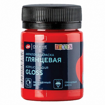 Краска акриловая глянцевая "Декола", банка 50 мл, красная, Невская Палитра