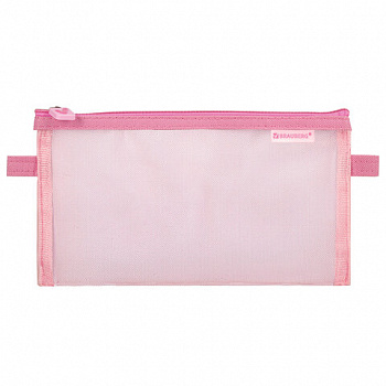 Пенал-конверт BRAUBERG, сетка, 22x10 см, розовый
