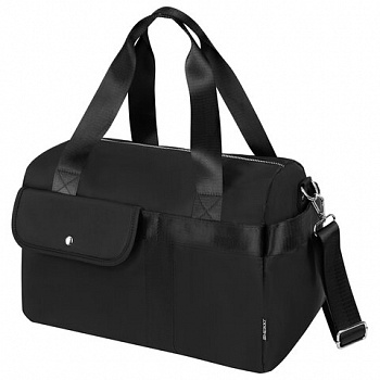 Сумка дорожная HEIKKI HANDY (ХЕЙКИ), карман на молнии, багажная лента, черная, 38х16х25 см