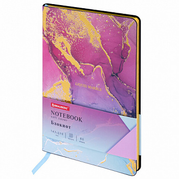 Блокнот А5 (143x210 мм), BRAUBERG VISTA "Marble", под кожу, гибкий, 80 л.