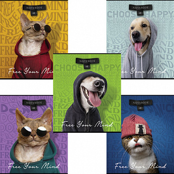 Тетрадь А5 48 л., ПЗБМ, скоба, клетка, конгрев, TWIN-лак, "Свобода мысли" (5 видов)