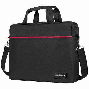 Сумка портфель HEIKKI MAXIMUM (ХЕЙКИ) с отделением для ноутбука 17,3", черная с красной вставкой, 34х44х6 см