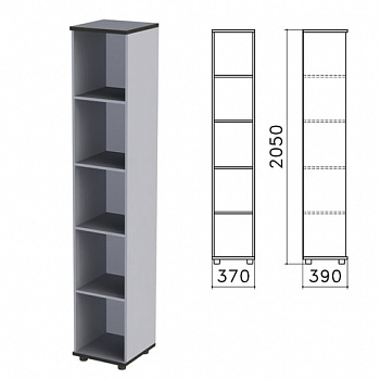 Шкаф (стеллаж) "Монолит", 370х390х2050 мм, 4 полки, цвет серый, КМ45.11