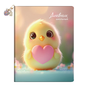 Дневник 1-11 класс 48л, кожзам (твердая), брелок, BRAUBERG, Цыпа