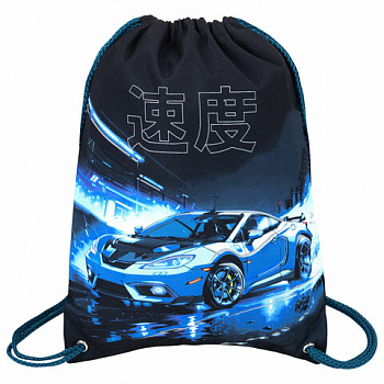 Мешок для обуви BRAUBERG PREMIUM, карман, подкладка, светоотражайка, 43х33 см, Night race