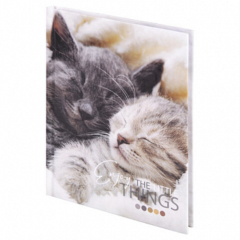 Блокнот МАЛЫЙ ФОРМАТ (110х147 мм), А6, 80 л., твёрдый, клетка, STAFF, "Котики"