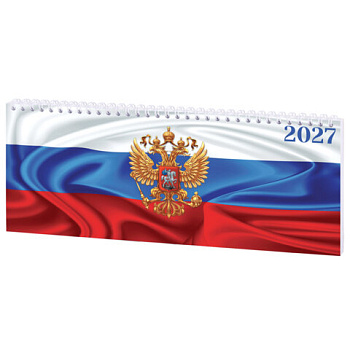 Планинг датированный 2027 285х112мм, STAFF, гребень, картонная обложка, 64 листа, "Россия"