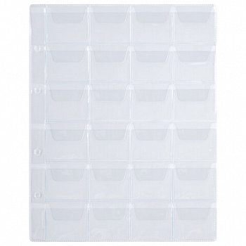 Листы-вкладыши для альбома "OPTIMA" на 24 монеты d до 38 мм, КОМПЛЕКТ 10 шт., 200х250 мм, ПВХ, STAFF