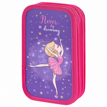Пенал ЮНЛАНДИЯ, 2 отделения, ламинированный картон, 19х11 см, "Dancing girl"