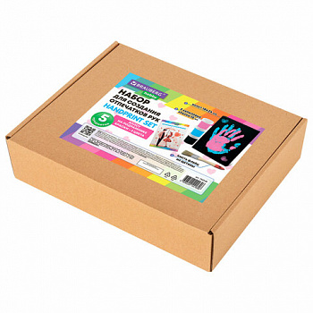 Набор отпечатки рук: холст 18х24 см, акрил 3 цвета, кисть + сертификат В ПОДАРОК! BRAUBERG HOBBY