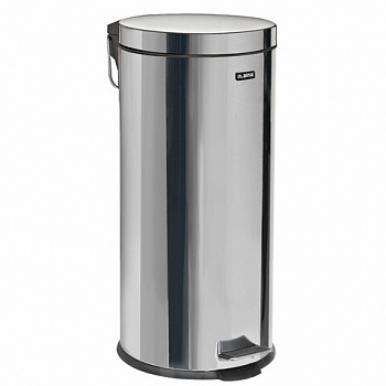 Ведро мусорное с педалью 30 литров "Classic", ЗЕРКАЛЬНОЕ, нержавеющая сталь, со съемным внутренним ведром, LAIMA