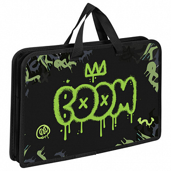 Папка на молнии с ручками ЮНЛАНДИЯ А4, 1 отделение, пластик, ширина 45 мм, "Boom"