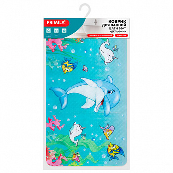 Коврик для ванны противоскользящий 70х40 см с печатью "Дельфин", ПВХ, присоски, PRIMILA (ПРИМИЛА)
