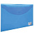Папка-конверт с кнопкой BRAUBERG, А4, до 100 листов, прозрачная, синяя, 0,15 мм