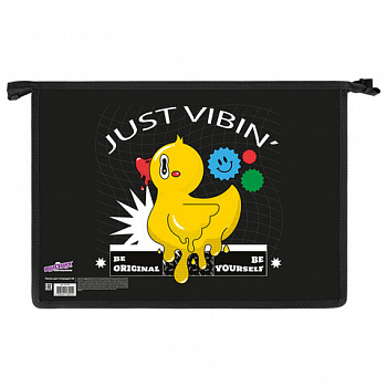 Папка для тетрадей ЮНЛАНДИЯ А4, 1 отделение, картон/пластик, конгрев, на молнии, "Duck tales"