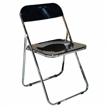 Стул складной глянцевый черный BRABIX "Style CF-015", хромированный каркас, пластик