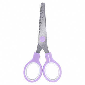Ножницы BRAUBERG KIDS 130 мм, ручки лавандовые, закругленные лезвия с линейкой