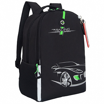 Рюкзак GRIZZLY школьный, жёсткая спинка, 2 отделения, для мальчиков, "RACING SPEED", 38х29х16 см, RB-551-4/1