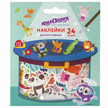 Наклейки из EVA "Зверушки", 24 штуки, ассорти, ЮНЛАНДИЯ